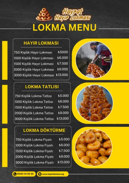 Hayır Lokması Fiyatları Listesi - Menü 2029