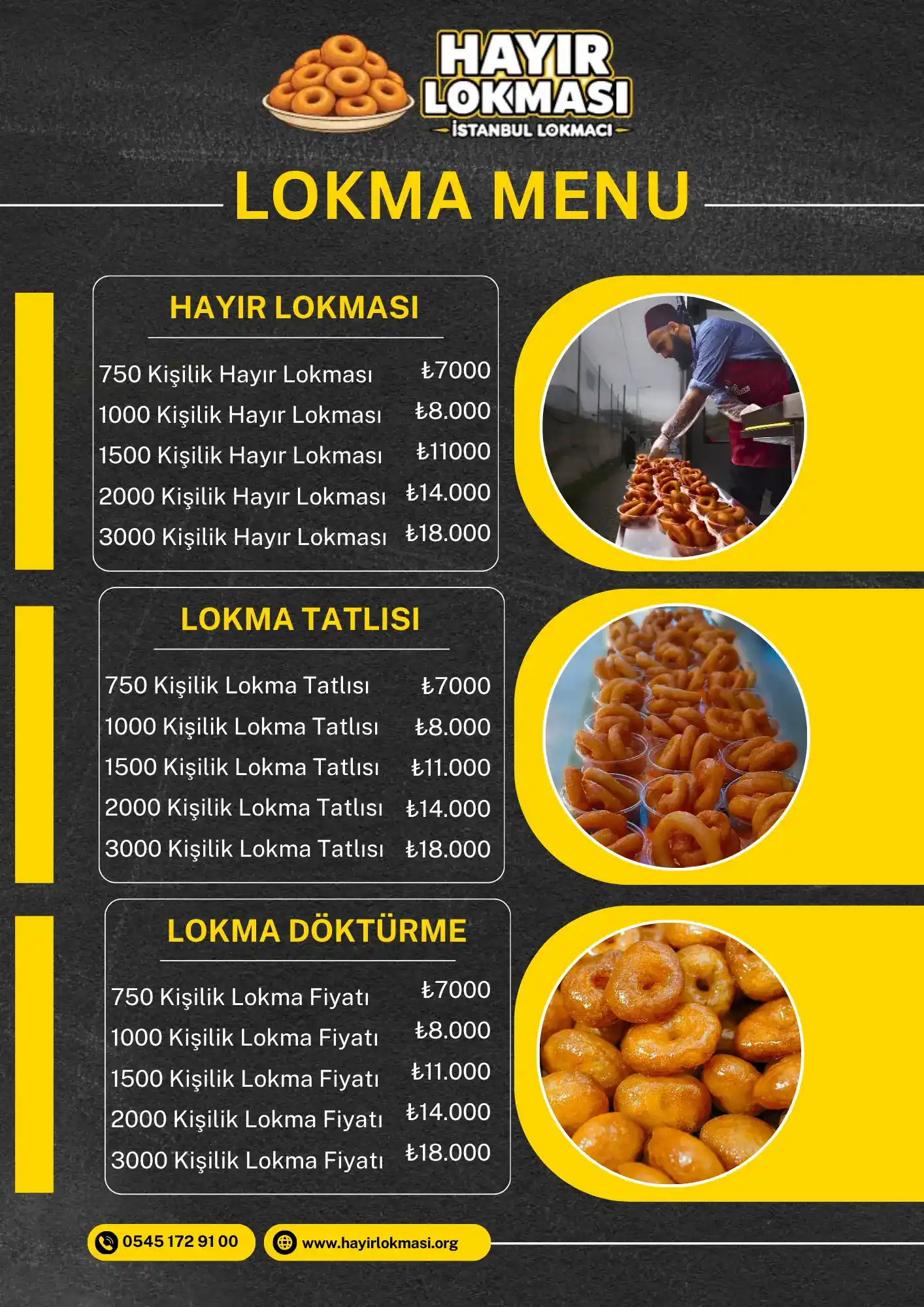 Hayır Lokması İstanbul Fiyat Listesi - Lokma Menü 2026